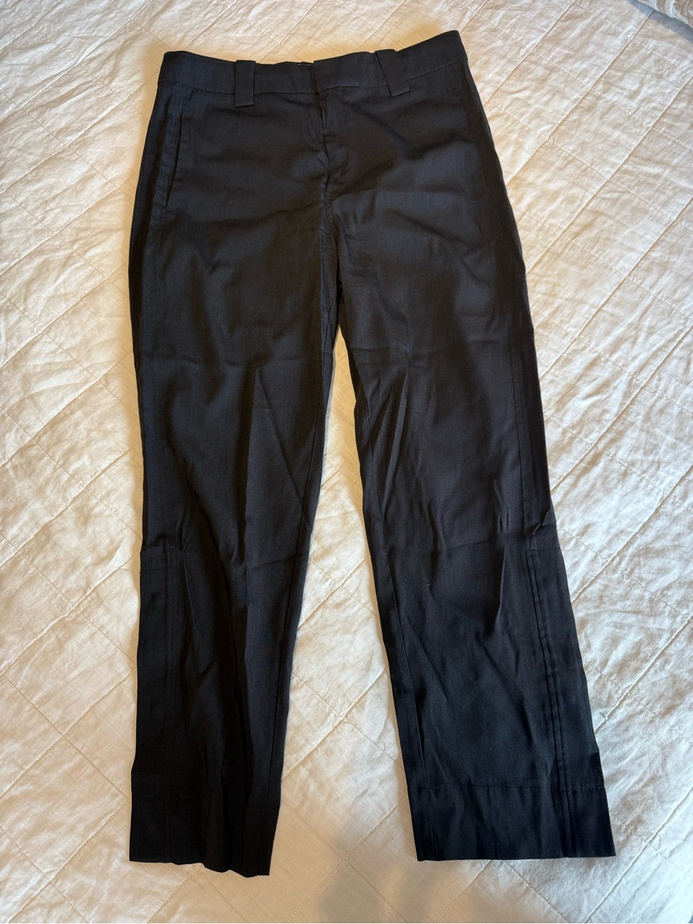 Ganni black dress pants with side buttons